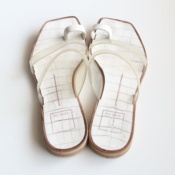 Dolce Vita White & Transparent Strappy Flat Slip-on / Slide / Flip-flop Sandals - Picture 10 of 13